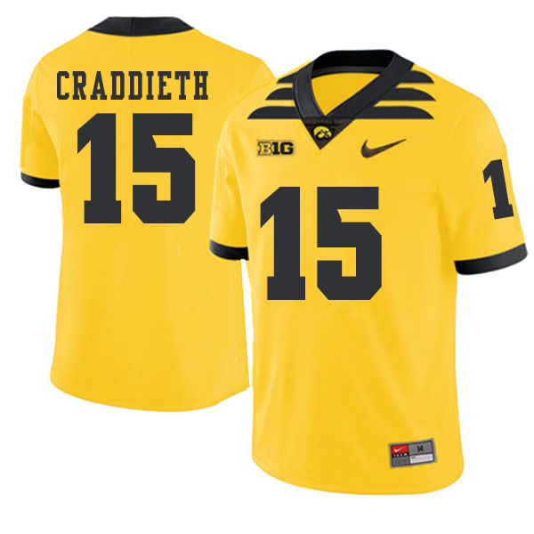 2019 Men #15 Dallas Craddieth Iowa Hawkeyes College Football Alternate Jerseys Sale-Gold